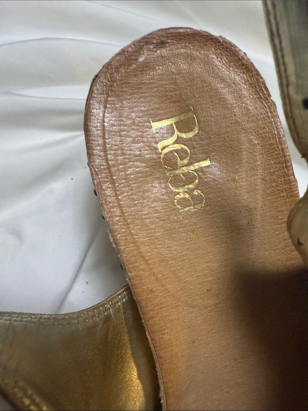 Reba Metallic Gold Leather Slide Sandal